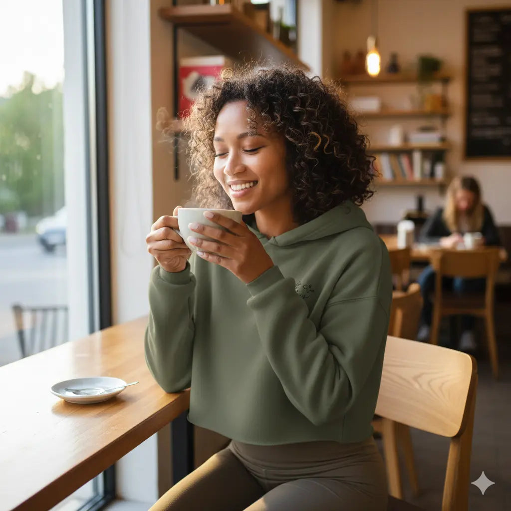 Cropped Hoodie for Women – Raw Hem, Relaxed Fit